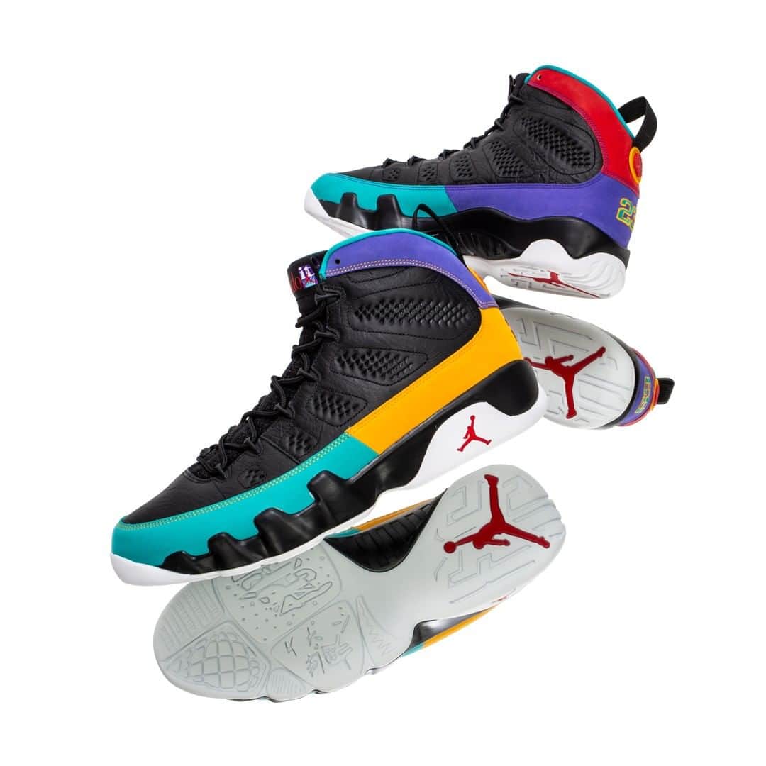 Flight Clubさんのインスタグラム写真 - (Flight ClubInstagram)「Inspired by the 90's Jordan apparel collection sharing the same moniker, the Air Jordan 9 "Dream It, Do It" comes dipped in an array of colors on the mudguard and completed with black leather for the upper.」3月28日 4時30分 - flightclub