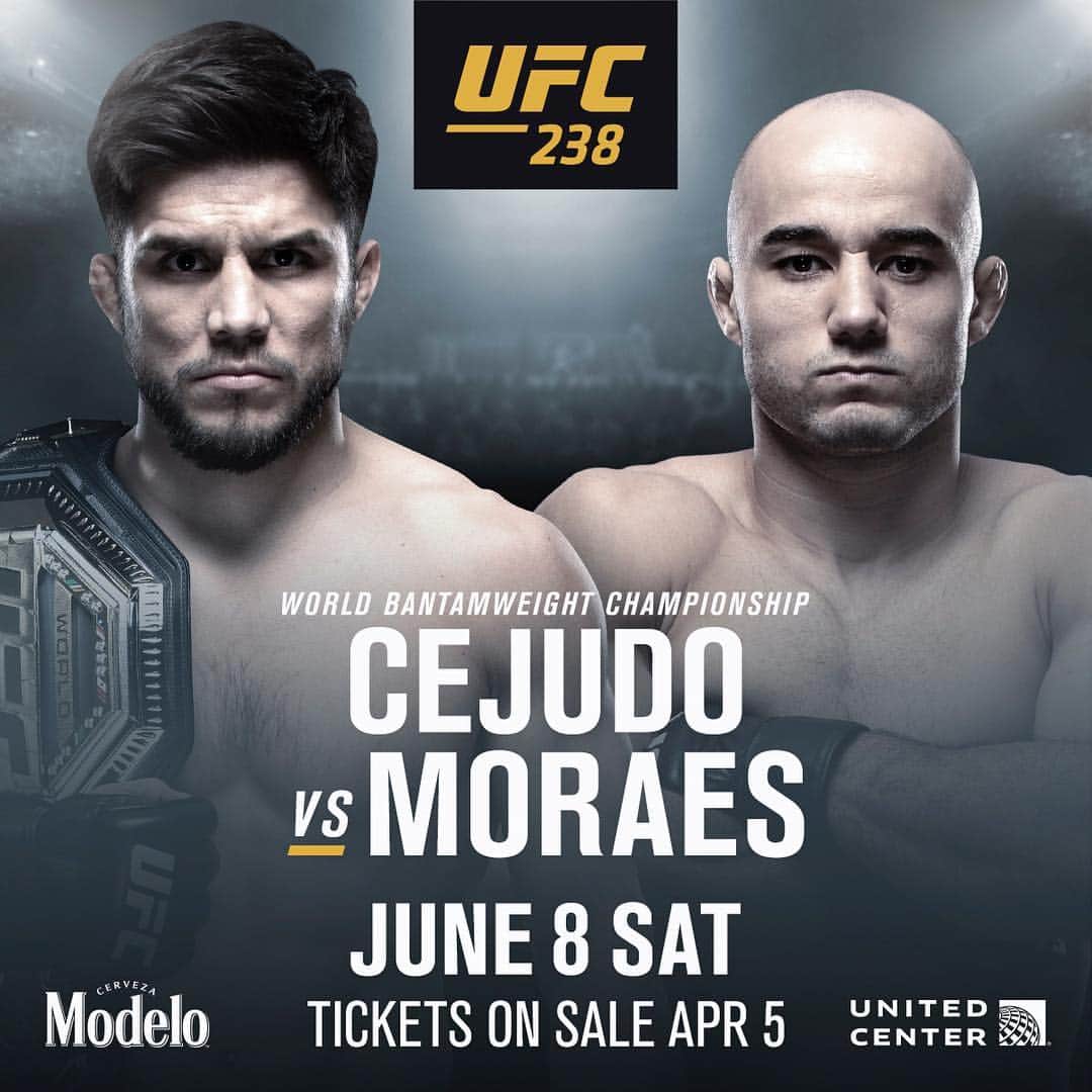 UFCさんのインスタグラム写真 - (UFCInstagram)「For the vacant bantamweight belt!  Flyweight champ @Henry_Cejudo takes on No. 1 bantamweight @MMarlonMoraes in the main event at #UFC238!」3月28日 7時02分 - ufc