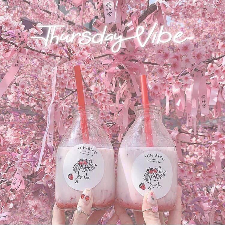 のインスタグラム：「#Thursdayvibe﻿ ﻿ いちびこ🍹﻿ ﻿ #snowcam #snowアプリ #instagood #l4l﻿ #いちびこ #春スイーツ #春 #さくら #インスタ映え #インスタ加工 #おしゃれさんと繋がりたい﻿ ﻿ ﻿」