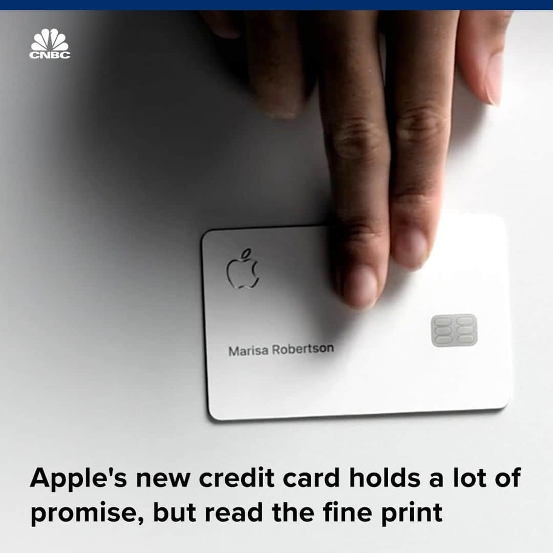 CNBCさんのインスタグラム写真 - (CNBCInstagram)「Apple announced a new credit card Monday with lots of perks: no fees, increased security, rewards for using Apple Pay and more.⁣ ⁣ We read through the fine print with some experts, and found some important takeaways about the card’s interest rates, security and fees. Here’s one thing you should know:⁣ ⁣ 𝗜𝗻𝘁𝗲𝗿𝗲𝘀𝘁 𝗥𝗮𝘁𝗲𝘀⁣ The card has a wider APR range than most cards. That suggests even those with average credit scores could qualify for the card. And if you have a great credit score, Apple’s interest rate is lower than the national average.⁣ ⁣ For more specifics on the Apple Card’s pros and cons, visit the link in bio.⁣ ⁣ *⁣ *⁣ *⁣ *⁣ *⁣ *⁣ *⁣ *⁣ ⁣ #apple #applecard #timcook #personalfinance #financialfreedom #aapl #credit #finance #creditscore #tech #technology #innovation  #creditcard #business #businessnews #cnbc #cnbctech⁣ ⁣」3月28日 9時44分 - cnbc