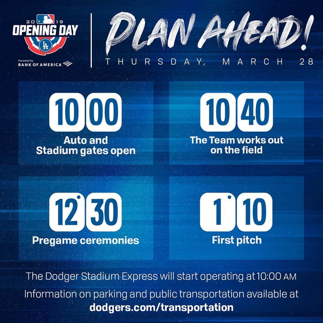 Los Angeles Dodgersさんのインスタグラム写真 - (Los Angeles DodgersInstagram)「Coming to #OpeningDayLA? Here’s everything you need to know. 🔗: Dodgers.com/transportation」3月28日 11時04分 - dodgers