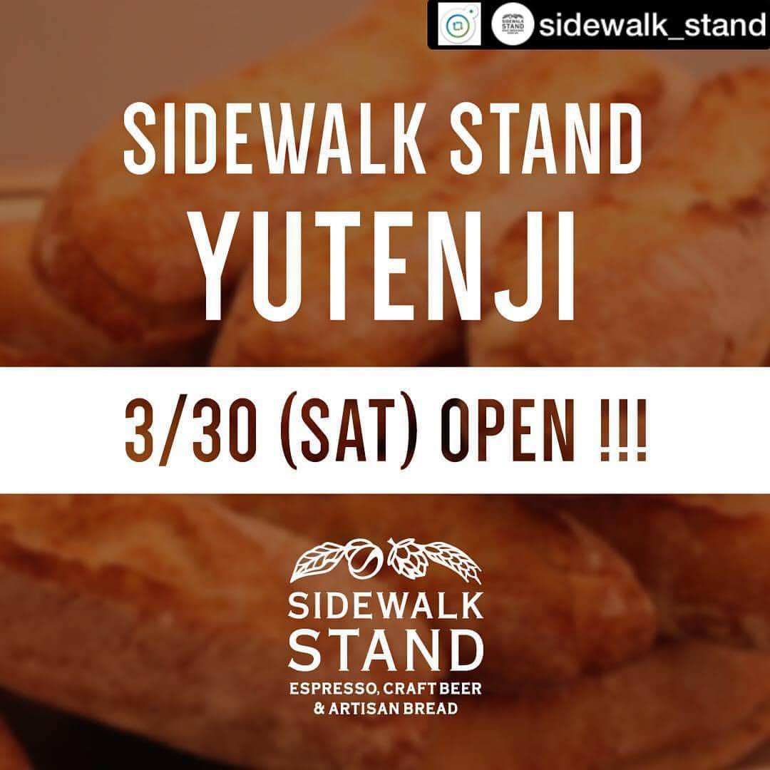 山嵜廣和のインスタグラム：「ご近所の皆様、宜しく御願い致します  SWS YUTENJI. . この度、明後日の3月30日に、 SIDEWALK STAND YUTENJIをオープンいたします。 . SWS INOKASHIRAに続き、店内で焼き上げたパンと自家焙煎のコーヒーを共に楽しめるお店となっており、日の差し込む店内で、ハード系のパンを始めサンドイッチなど、ゆっくりと過ごしながら楽しんでいただける商品ラインアップをご用意してます。  自家焙煎のコーヒーとの相性も考えながら素材にこだわった豊富なパン以外に、 クラフトビールに関しても、逗子のヨロッコビールを中心に5タップのご用意と、 祐天寺店でないと堪能できない 空間を楽しんでいただけたらと思います。 . 皆さまのご来店、お待ちしております。 . SIDEWALK STAND YUTENJI. 目黒区祐天寺1-26-11. 営業時間：9:00-21:00. Tel 03-5708-5410. . . #sidewalkstand #sidewalk_stand_yutenji #bread #roastery #coffee #craftbeer #yoroccobeer」