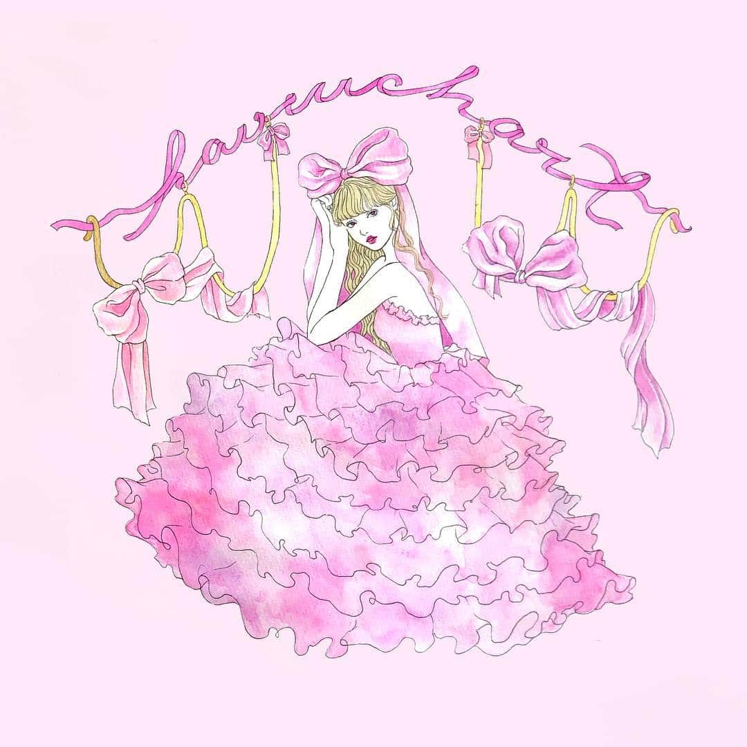 haruchartさんのインスタグラム写真 - (haruchartInstagram)「. . . 春のリボン姫 spring ribbon princess . . . #art#girl#painting #drawing#pink#paint#🎀#pretty#リボン #ribbon #絵 #watercolor#fashion #ピンク#粉红色#핑크#สีชมพู#roze#pink #粉紅色#粉紅」3月28日 16時07分 - haruchart