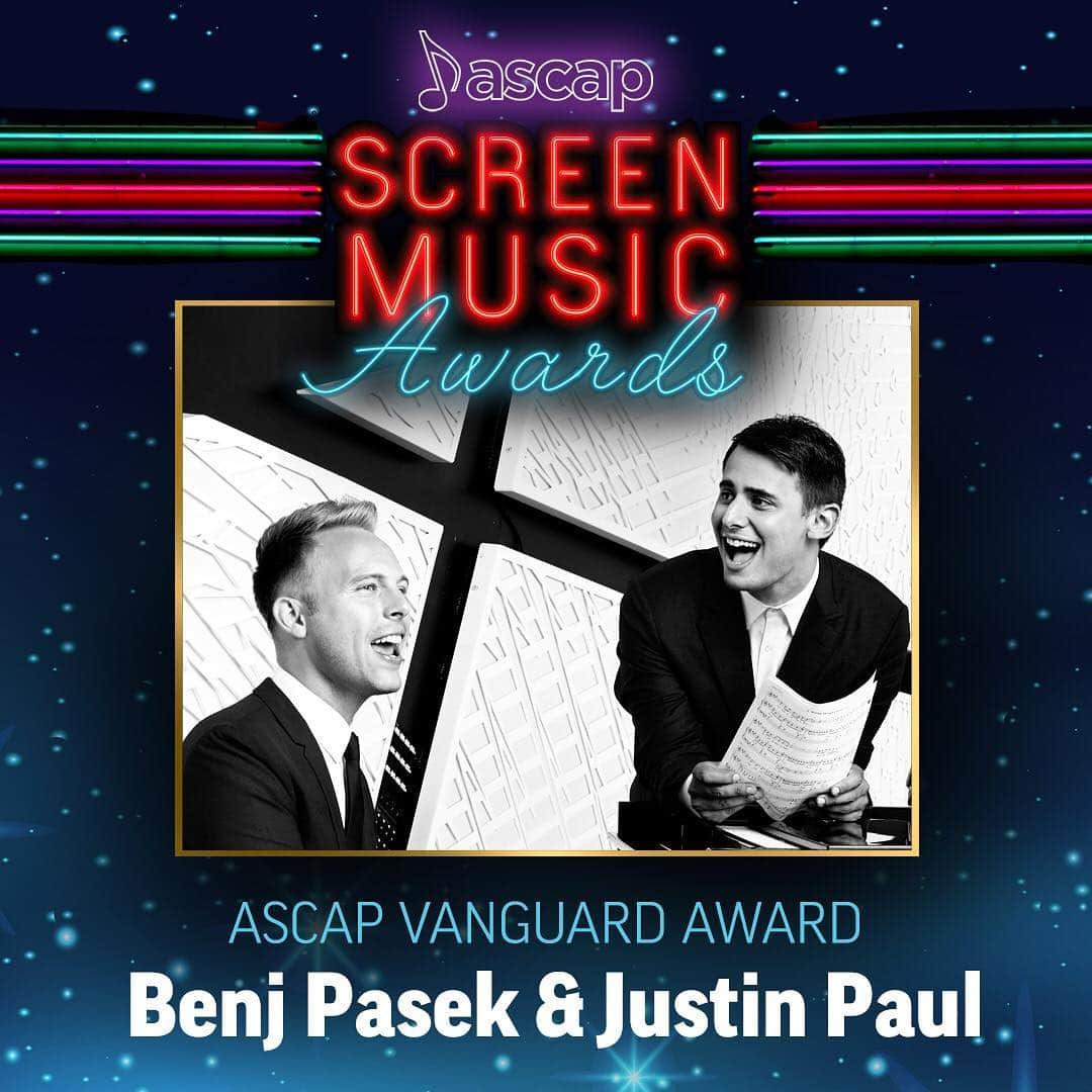 ASCAPさんのインスタグラム写真 - (ASCAPInstagram)「#Oscars #Grammys #Tonys & #GoldenGlobes award-winning duo @pasekandpaul have conquered the stage & screen from writing #CityofStars from #LaLaLand, #ThisIsMe from #TheGreatestShowman to scoring the broadway musical  #DearEvanHansen. We are thrilled to honor them with the #ASCAP Vanguard Award at our forthcoming #ASCAPScreen Music Awards on May 15.」3月29日 2時20分 - ascap