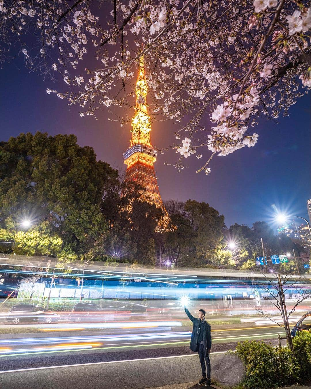 樂さんのインスタグラム写真 - (樂Instagram)「日本。東京鐵塔 #tokyotower🗼🌃🇯🇵 前天拍到最喜歡的照片就是這張！ 凌晨從台灣出發，一到東京後就開始拍照跑點，從早上拍到晚上，雖然真的累到虛脫，背相機包背到快五十肩，走路走到腳快斷，但很充實很值得🇯🇵 #japan#tokyo#芝公園 #sakura#tokyotokyo」3月28日 21時00分 - ygt1016