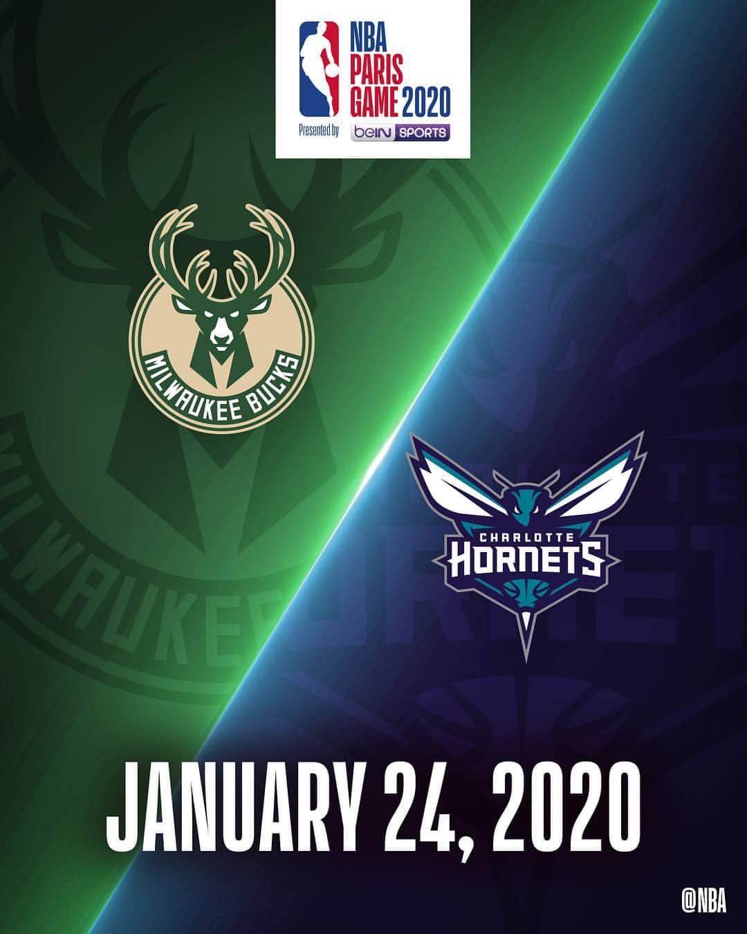 NBAさんのインスタグラム写真 - (NBAInstagram)「‪The NBA Paris Game 2020 Presented by beIN SPORTS to feature the @hornets and @bucks on January 24, 2020. ‬#NBAParis」3月28日 21時38分 - nba