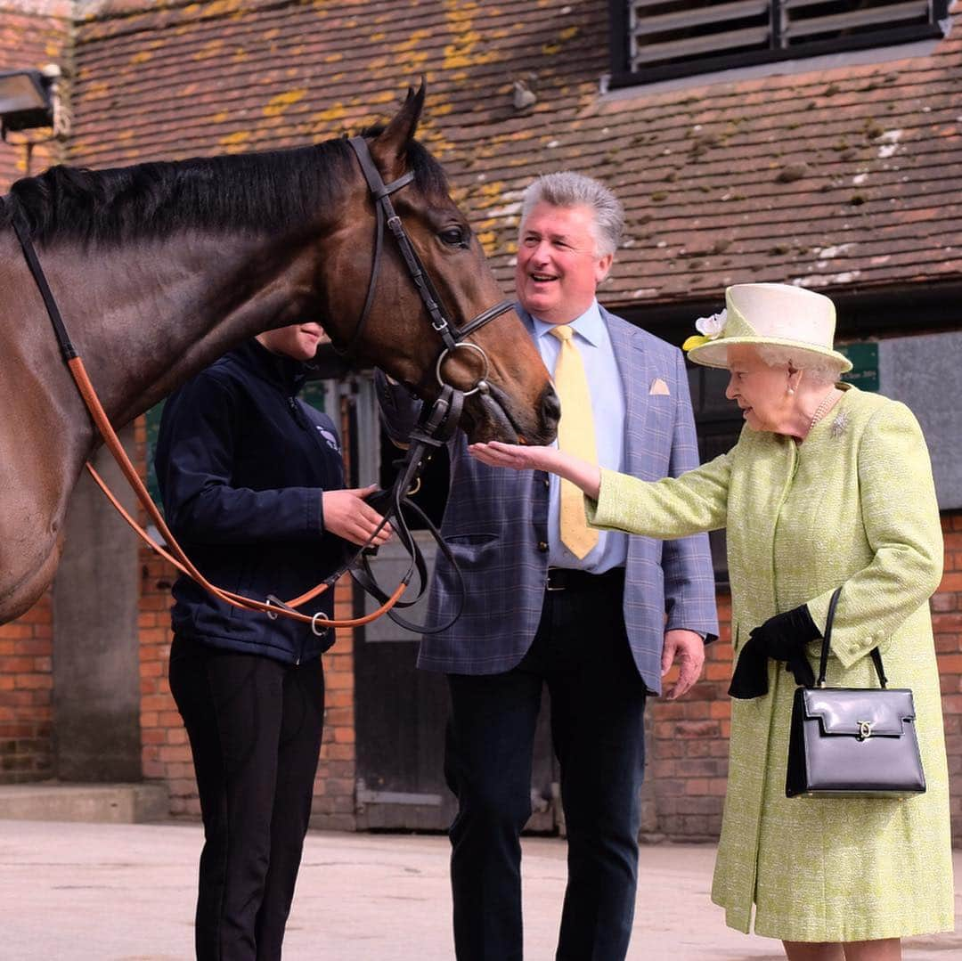 ロイヤル・ファミリーさんのインスタグラム写真 - (ロイヤル・ファミリーInstagram)「The Queen visits Manor Farm Stables in Ditcheat #RoyalVisitSomerset  At the Stables, Her Majesty met trainer Paul Nicholls, before visiting the yard to view and feed the horses on parade.  The Queen also heard from representatives from The University of Bath working on research projects on equestrian sport spinal injuries and racehorse welfare.」3月28日 22時28分 - theroyalfamily