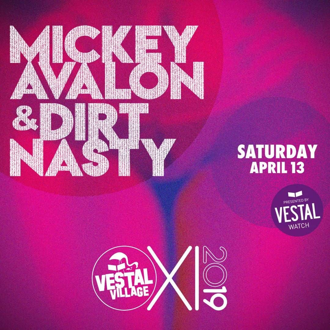 ベスタルのインスタグラム：「Vestal Village 2019 Headliners Mickey Avalon (@mickey_avalon) and Dirt Nasty(@simonrex415). Saturday April 13th on the Village mainstage. It's like that! ⁣ ⁣ ⁣ #vestal⁣ #vestalvillage⁣ #mickeyavalon⁣ #dirtnasty⁣」