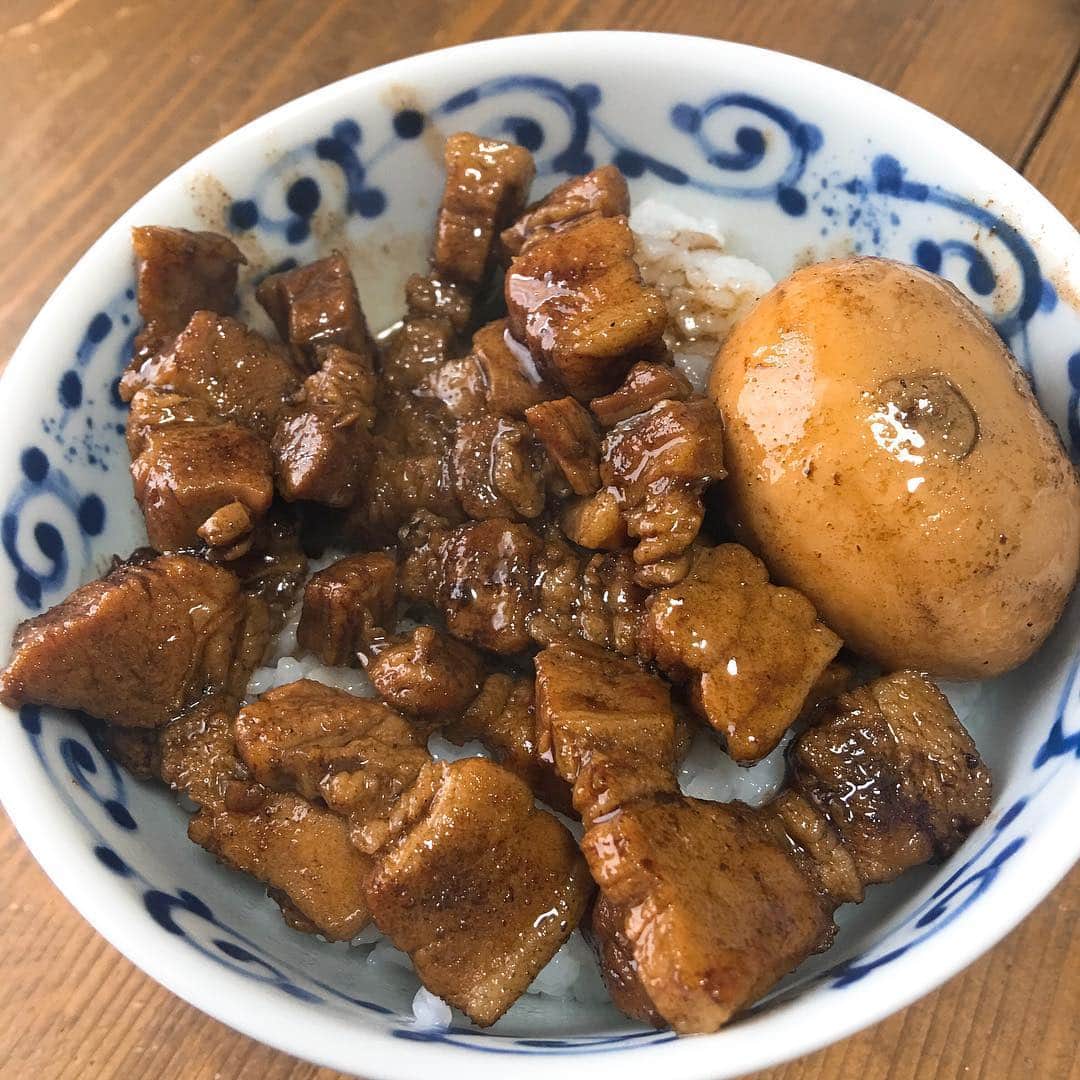 のインスタグラム：「台湾料理を食べに行く予定があるのにるーろーはん作ってしまったな……。 #おうちごはん #るーろーはん #魯肉飯 #滷肉飯 #おうちごはん金巻#ひとりごはん」