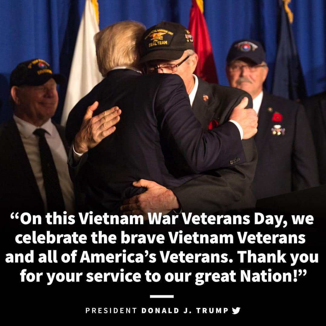 ドナルド・トランプさんのインスタグラム写真 - (ドナルド・トランプInstagram)「On this Vietnam War Veterans Day, we celebrate the brave Vietnam Veterans and all of America’s Veterans. Thank you for your service to our great Nation!」3月29日 22時12分 - realdonaldtrump