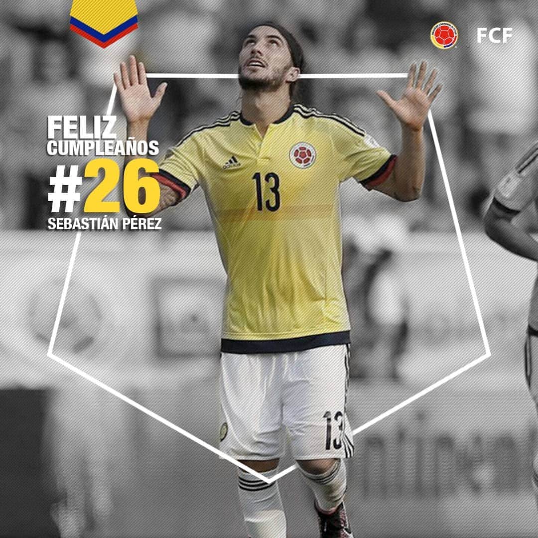 サッカー コロンビア代表チームのインスタグラム：「#CumpleañosFCF Los mejores deseos @perezsebastian14. Disfruta esta fecha tan especial. 🎊🎂 #SomosSelecciónColombia」
