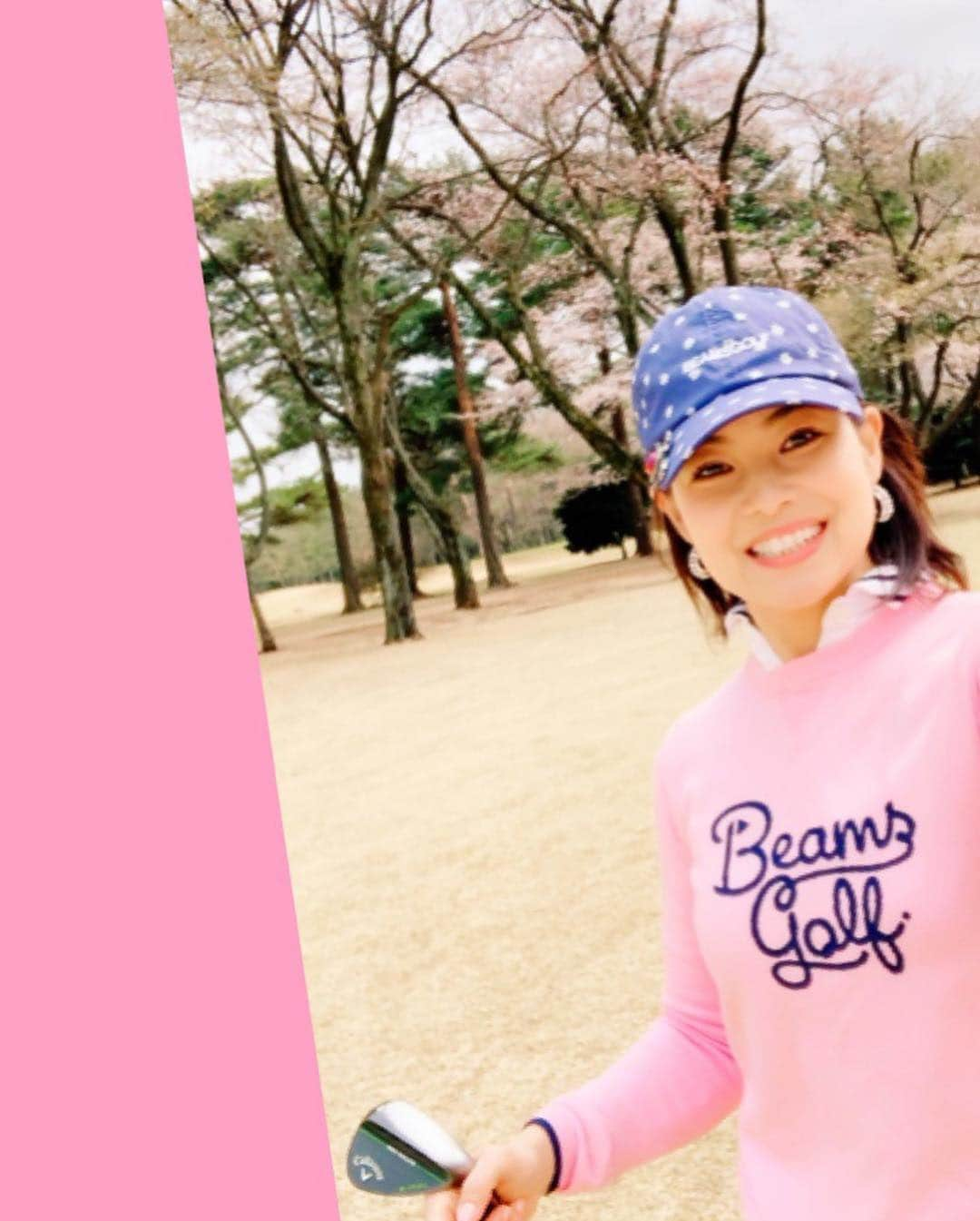 吉田玲奈さんのインスタグラム写真 - (吉田玲奈Instagram)「お花見ゴルフ⛳️🌸ウエアもサクラ色で🌸 まだ少し肌寒い #全身 #beamsgolf  #ビームスゴルフ #桜 #お花見ゴルフ #ゴルフ場の桜 #名門コース #レギュラーティ #golf #ごるふ女子 #ゴルフオトナ女子 #ゴルフ女子 #ゴルフウェア #ゴルフコーデ #ゴルフウェアコーデ  前半焦りの52/  後半悔しくて集中の45/ ⚪️97」3月29日 21時09分 - reina.yoshida.ciel.1218