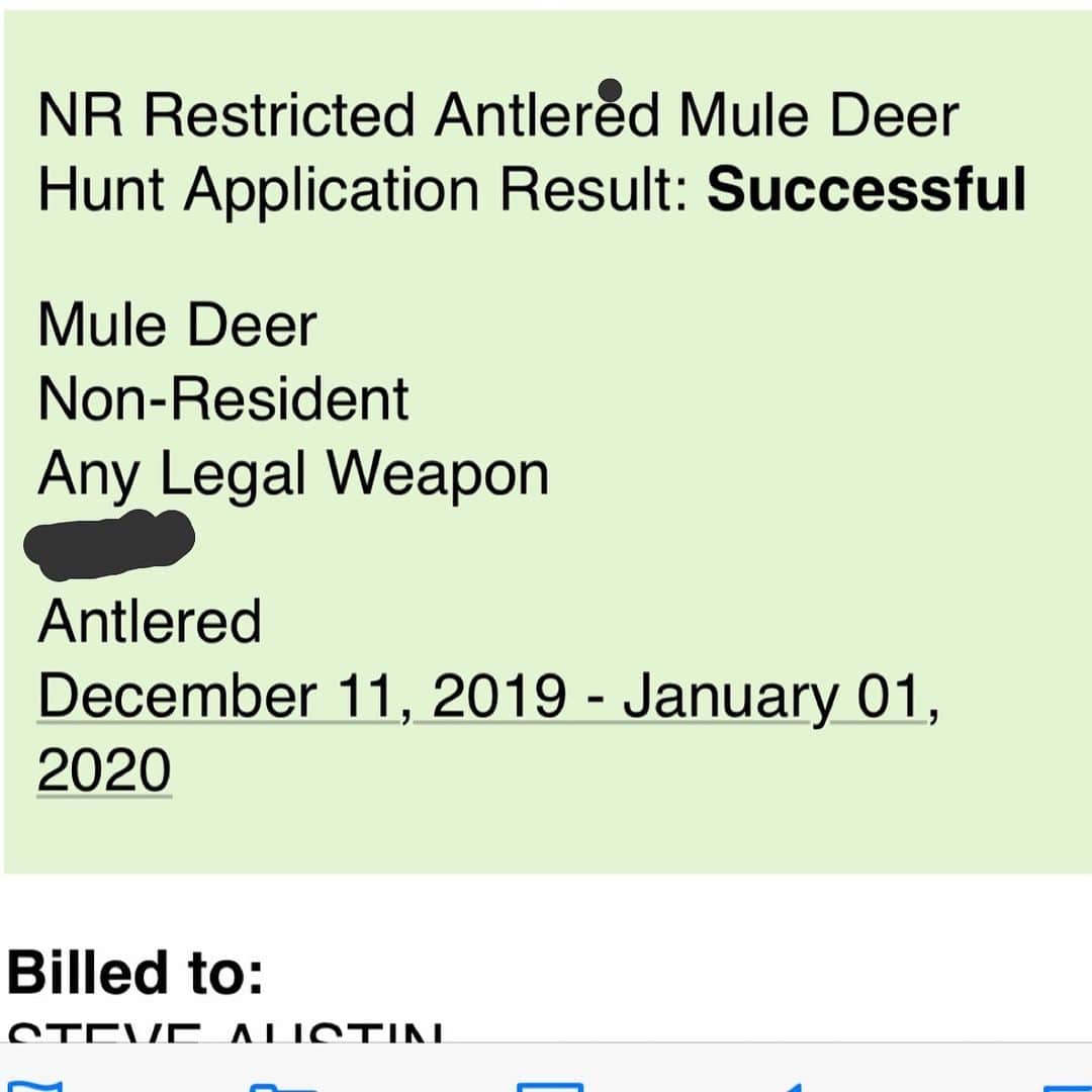 ストーン・コールド・スティーブ・オースチンのインスタグラム：「After years of trying I finally drew my first Mule Deer tag for next deer season in Nevada. Drew a great unit. Very excited about the opportunity to get outdoors. My brother Mitch @nevadahuntingservices will be guiding the hunt. Best guide this side, or the other side of the Sierra’s.  There will be whiskey and beer involved. (After the hunt..) #safetyfirst」
