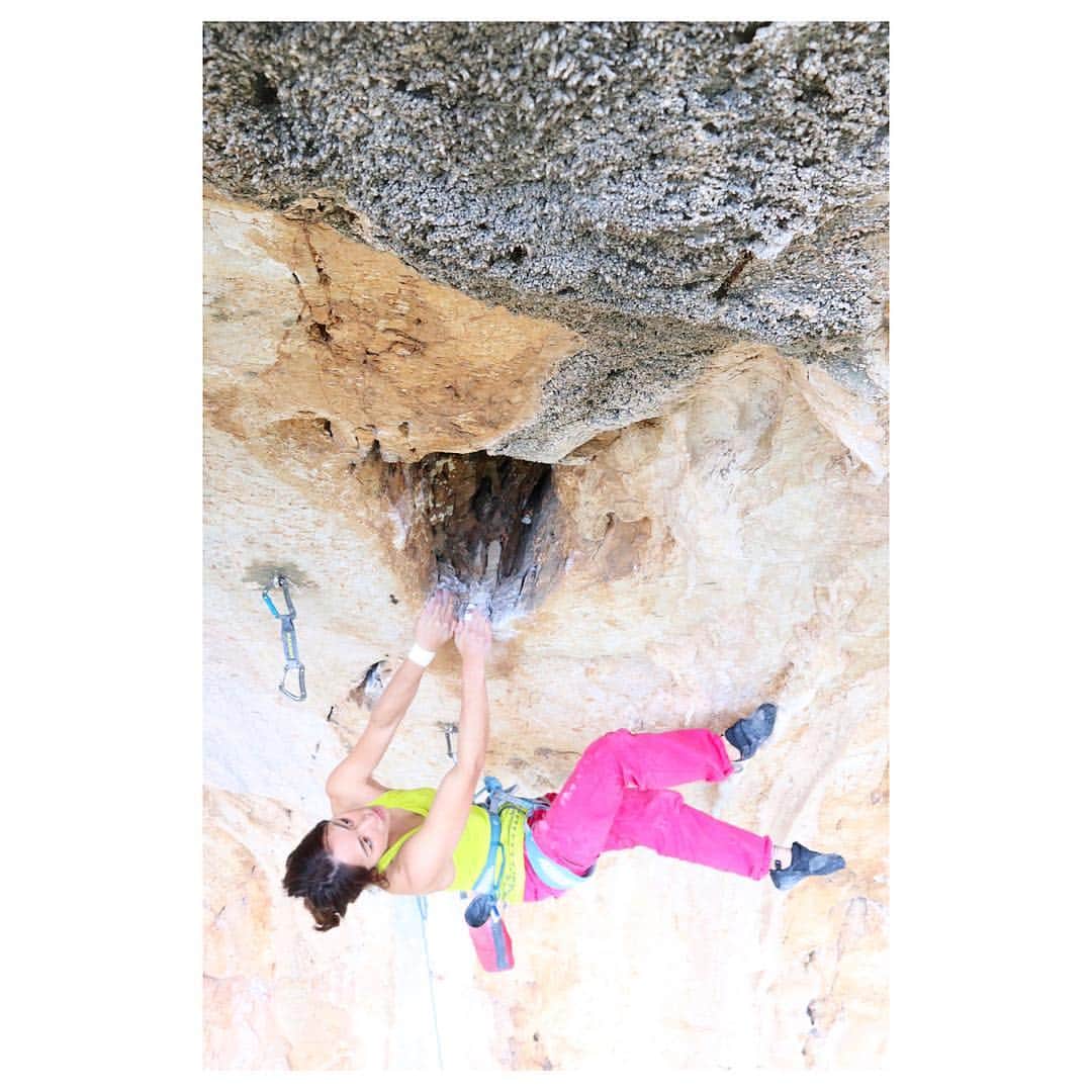 小林由佳のインスタグラム：「I like climb on ROCK🌸 One of reason is rock has such a fascinating mix color and quality⋆* I'm into the gray part from brown🙌🏻😘 ・ グレーと茶色が混在してるこの感じ 好き⋆* ・ ・ #マムート @mammut_japan  @unparallelup」