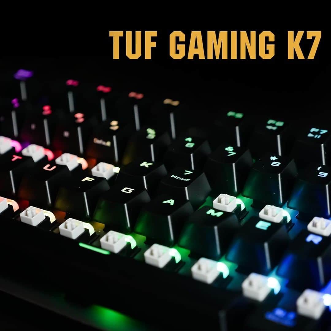 ASUSさんのインスタグラム写真 - (ASUSInstagram)「It’s time to game on with K7 Keyboard! TUF Gamers!  #TUFGaming #Opticalmech#Switches #IP56 #RGB」3月29日 20時00分 - asus