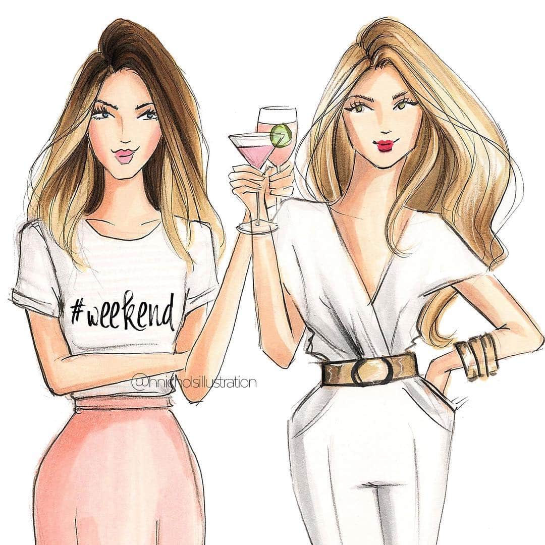 Holly Nicholsさんのインスタグラム写真 - (Holly NicholsInstagram)「I’ve never been so excited to see a Friday 😂 happy weekend! #fashionillustration #illustration #hnicholsillustration #fashionsketch #weekend #copicmarkers」3月29日 22時28分 - hnicholsillustration