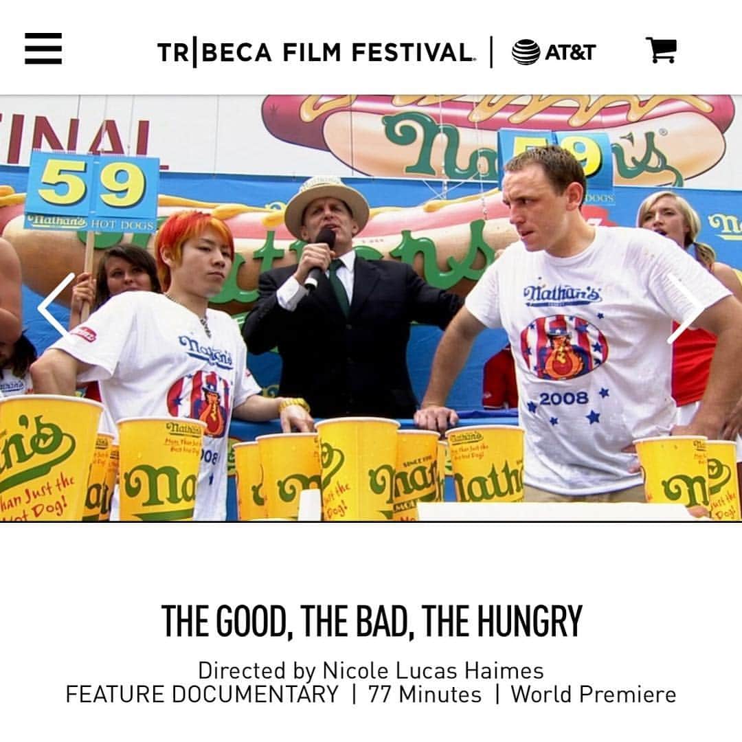 小林尊のインスタグラム：「“Are you competing in the hot dog competition this year?!” .. This has been one of the most questions that I’ve been asked since I left in 2010. Documentary about competitive eating and the annual hot dog eating  show. #TribecaFilmFestival  Press contact:  Jennifer Christie（ESPN）6465475840 Jennifer.Christie@espn.com  お知らせ 出演映画のワールドプレミア in トライベッカ映画祭  4月26日 6:00 PM NYにいたら是非  Editor: Tom Putnam Cinematography: Martina Radwan Director: Nicole Lucas Haimes Producer: Tiffany Reis」