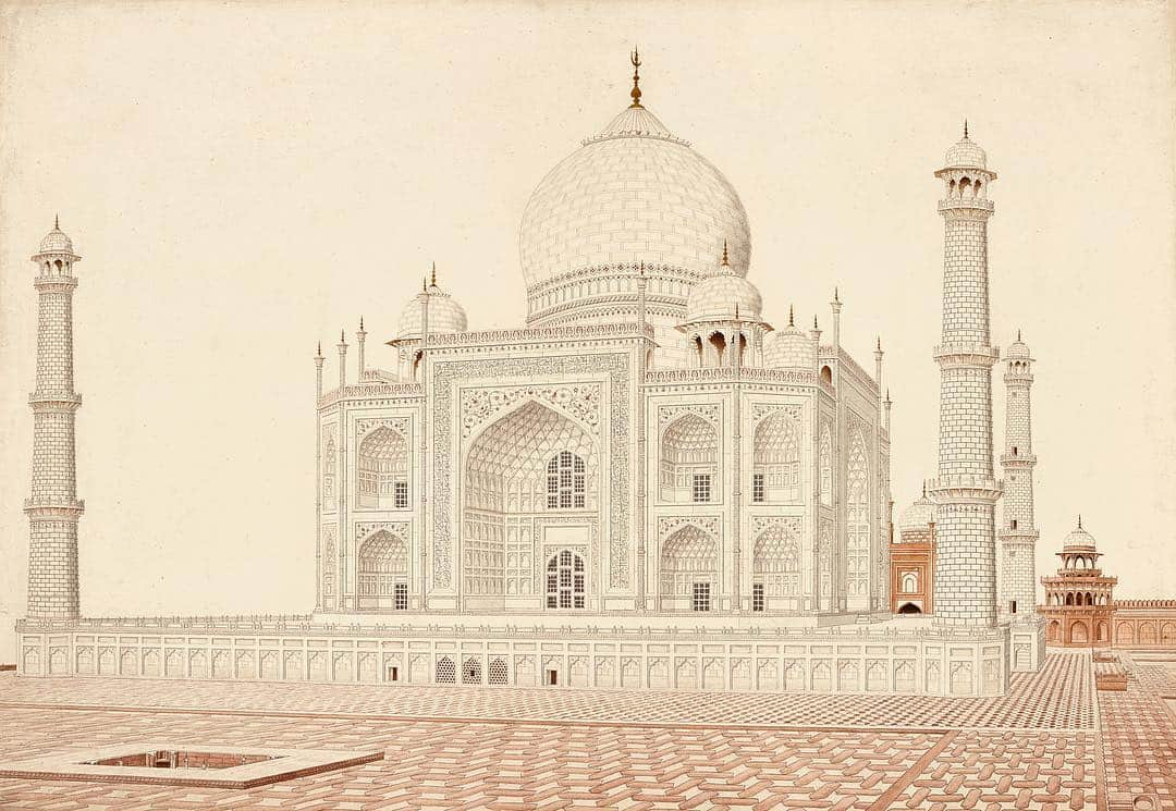 サザビーズさんのインスタグラム写真 - (サザビーズInstagram)「This meticulously-detailed Company School view of the Taj Mahal circa 1813 exhibits both the beauty of the #monument and the artist’s ability to draw from a double-point perspective. It is thought to be the only example of an #Agra draughtsman’s view of the Taj Mahal for which there is a European prototype – that of the eccentric Thomas Loncroft, whose only surviving coloured #drawing depicts the same South-West approach and is now in the Victoria and Albert Museum.  This drawing comes from the collection of Sir John Wolfe-Barry (1836-1918), a renowned engineer whose projects included the Tower of London, and the son of Sir Charles Barry, #architect of the Houses of Parliament, who likely acquired it in the first half of the nineteenth century.  On public view in our #London galleries from 26 April, ahead of our Arts of the Islamic world auction.  #SothebysMiddleEast #TajMahal #CompanySchool #India #IndianPainting」3月30日 1時03分 - sothebys