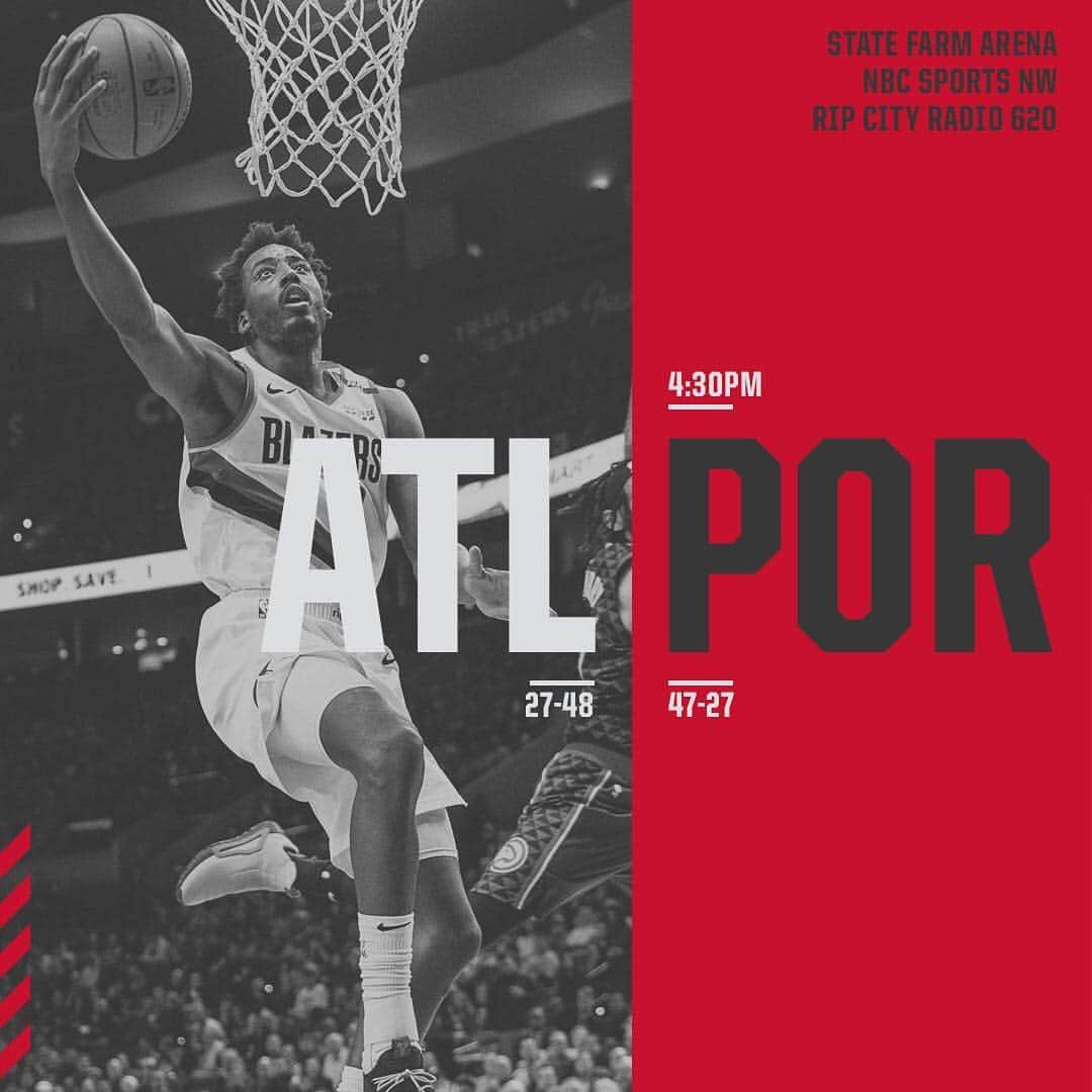 ポートランド・トレイルブレイザーズさんのインスタグラム写真 - (ポートランド・トレイルブレイザーズInstagram)「PDX in the ATL . 🏀 ⁠⁠⁠#RipCity⁠ ⁠ at @atlhawks . ⌚️ 4:30PM . 🏟 @statefarmarena . 📺 @nbcsnorthwest . 📻 @ripcityradio620 .」3月30日 1時24分 - trailblazers