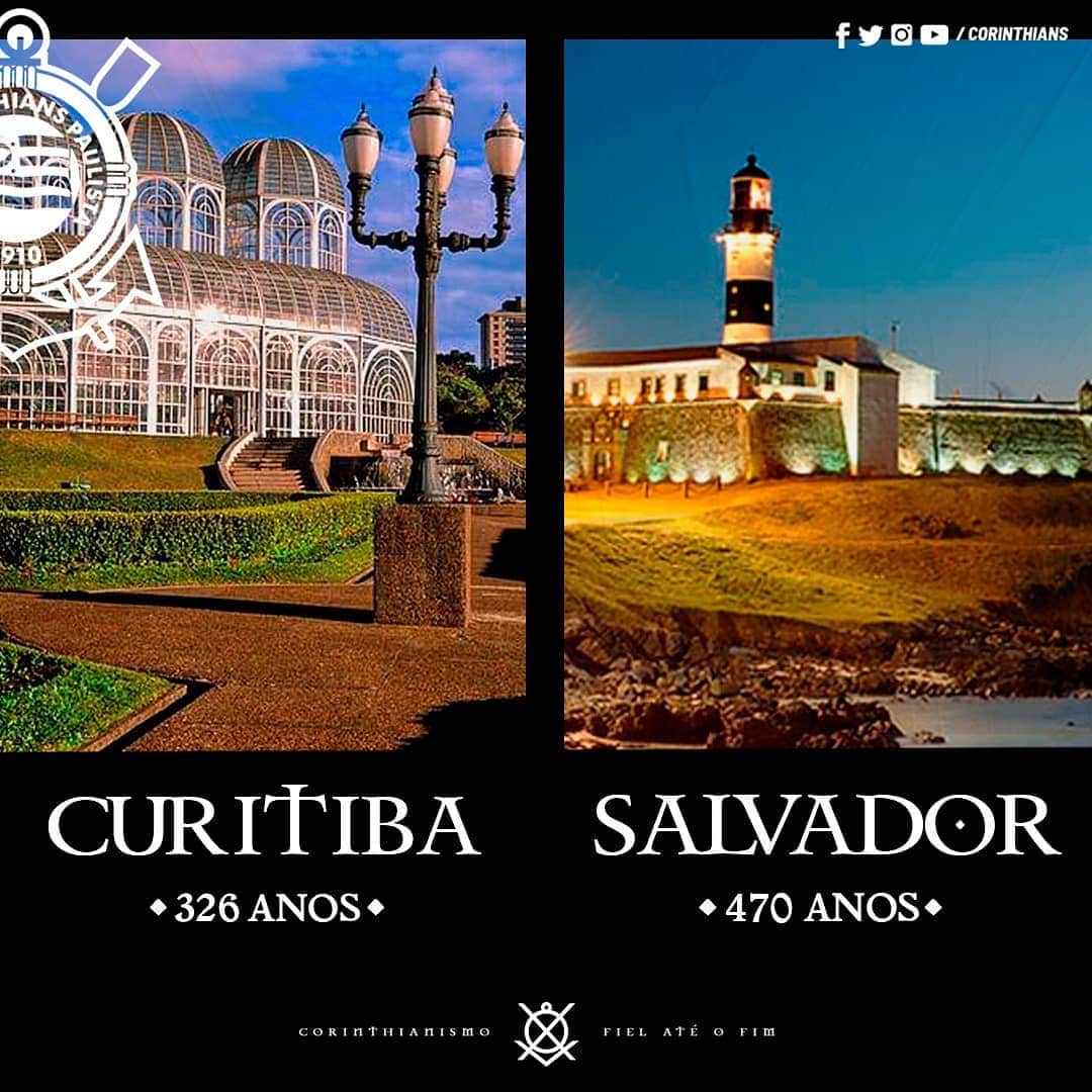 コリンチャンスさんのインスタグラム写真 - (コリンチャンスInstagram)「Hoje, Curitiba e Salvador fazem aniversário! Parabéns a todos os corinthianos de Paraná e Bahia pelos aniversários das capitais! ⠀⠀ ⠀⠀ #FielCuritiba #FielParaná #FielSalvador #FielBahia #VaiCorinthians」3月30日 2時29分 - corinthians