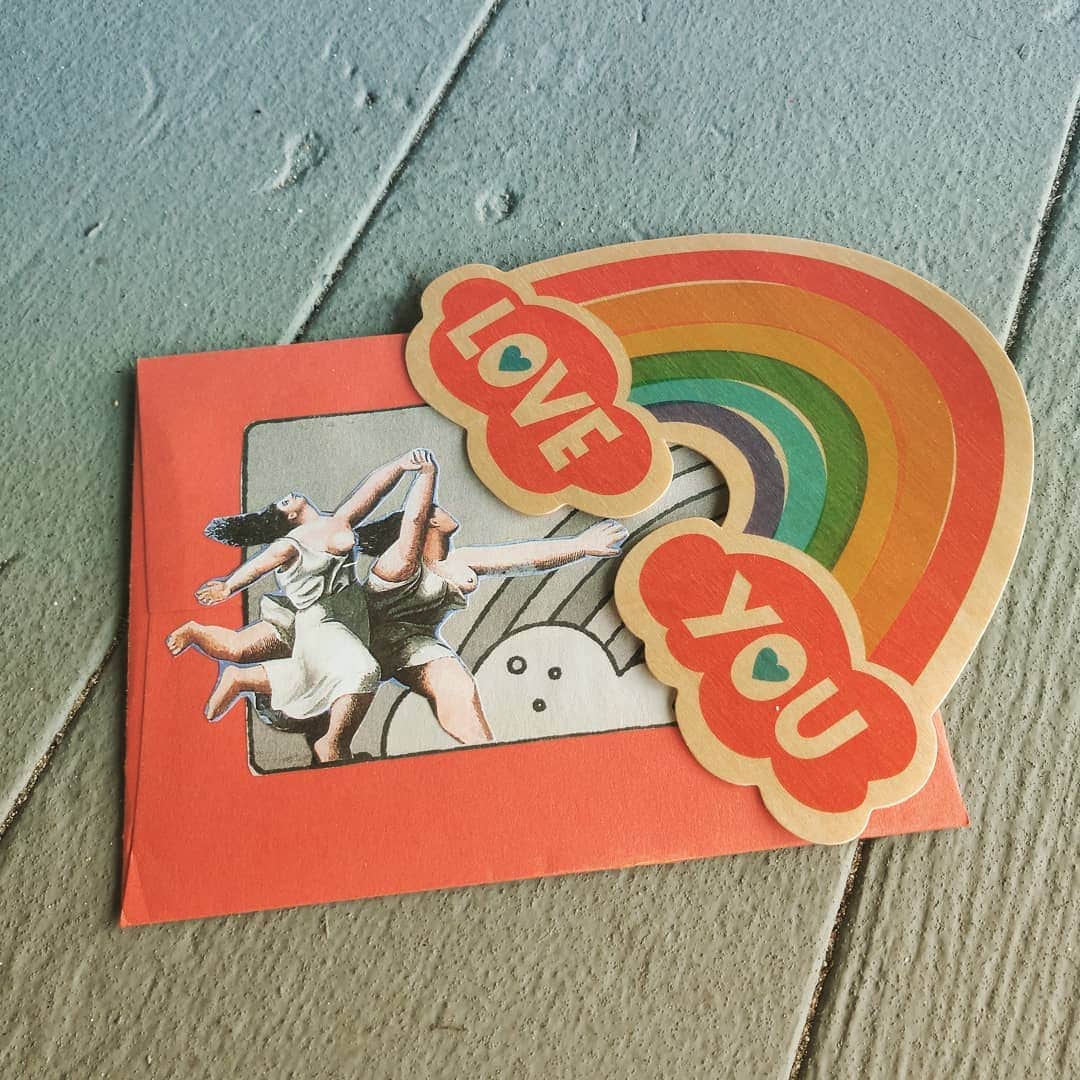のインスタグラム：「When you have an astral sister versed in the art of decoupage and rainbow sourcing 🧚👯 @marycupcake1234 #letter #mail #youvegotmail #love  #rainboweverything #girlfriends #astralsister #decoupage #art #mailart #sisters」