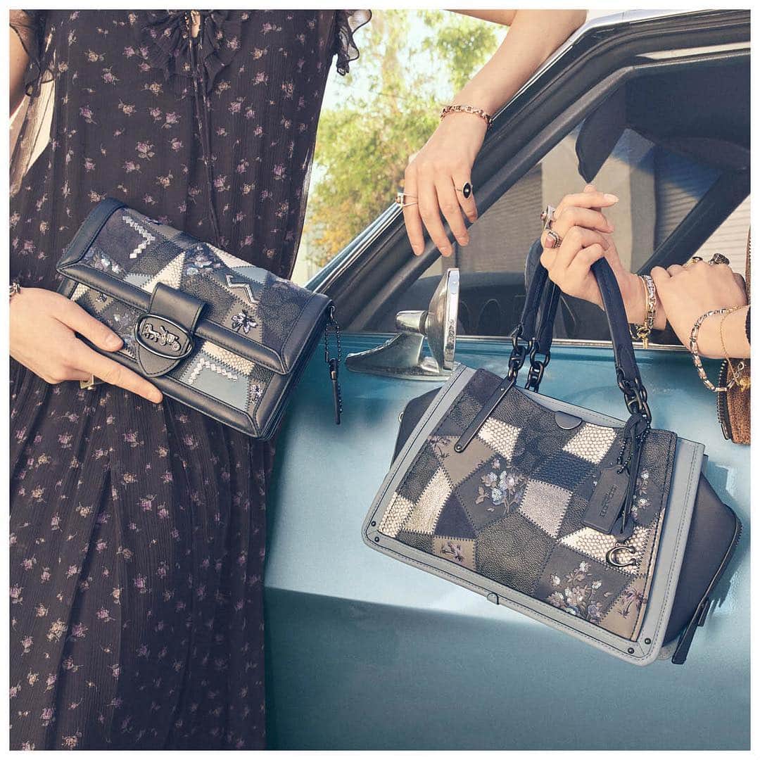 のインスタグラム：「A different cut of blue. In a playful patchwork of inky indigos, our newest Riley and Dreamer bags. #CoachNY」