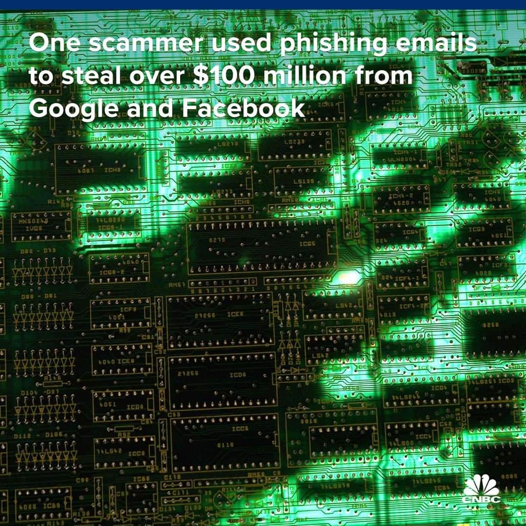 のインスタグラム：「With @cnbcmakeit: The days of the dramatic heist are over. Nowadays, if you want to steal $100 million, all you apparently have to do is shoot a quick email.⁣ ⁣ Evaldas Rimasauskas, 50, duped Google and Facebook with an email phishing scam. The multibillion-dollar companies were conned out of more than $100 million in total, according to the U.S. Attorney’s Office for the Southern District of New York. Rimasauskas pled guilty to wire fraud last week.⁣ ⁣ This is far from the first time that a major tech company has been defrauded out of millions of dollars. ⁣ ⁣ Learn more at the link in bio.⁣ ⁣ *⁣ *⁣ *⁣ *⁣ *⁣ *⁣ *⁣ *⁣ ⁣ #Scam #Phish #Facebook #Google #Money #Fraud #CNBCMakeIt #CNBC #Tech」