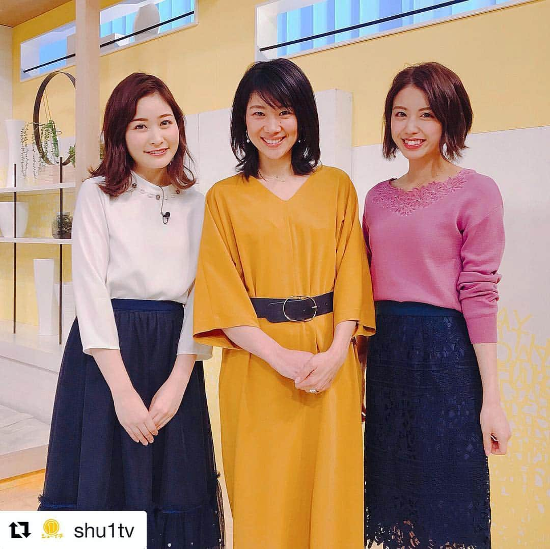 西村まどかさんのインスタグラム写真 - (西村まどかInstagram)「明日のシューイチ絶対みてね。☝️🌼 ㅤㅤㅤㅤㅤㅤㅤㅤㅤㅤㅤㅤㅤ #Repost @shu1tv ・・・ . 3月24日のファッションチェック🌸 今回は潮田玲子さんも一緒に📸 春らしい シューイチ三姉妹（中山さん命名）の装いです👗 . 🧡潮田さん ワンピース:#RIMARK . 💗まどかちゃん トップス&スカート:#mischmasch . 💙岩田アナ トップス&スカート:#chesty . #潮田玲子#西村まどか #岩田絵里奈 #シューイチ#shu1tv」3月30日 10時56分 - madoka_nsmr