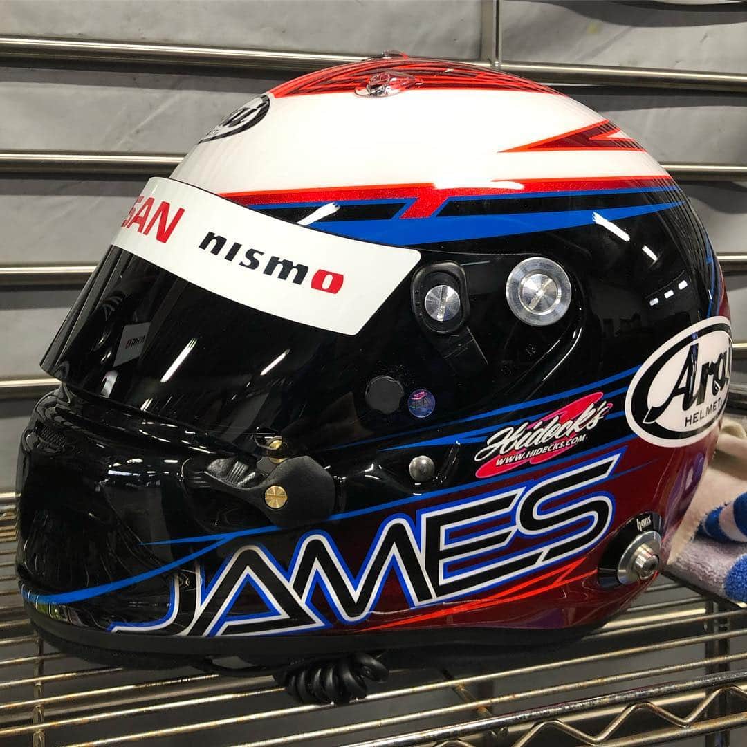 ジェームズ・ロシターのインスタグラム：「I present my 2019 Super GT helmet! Thanks Arai and @hidecks_design_premium 🔥 What do you all think?」