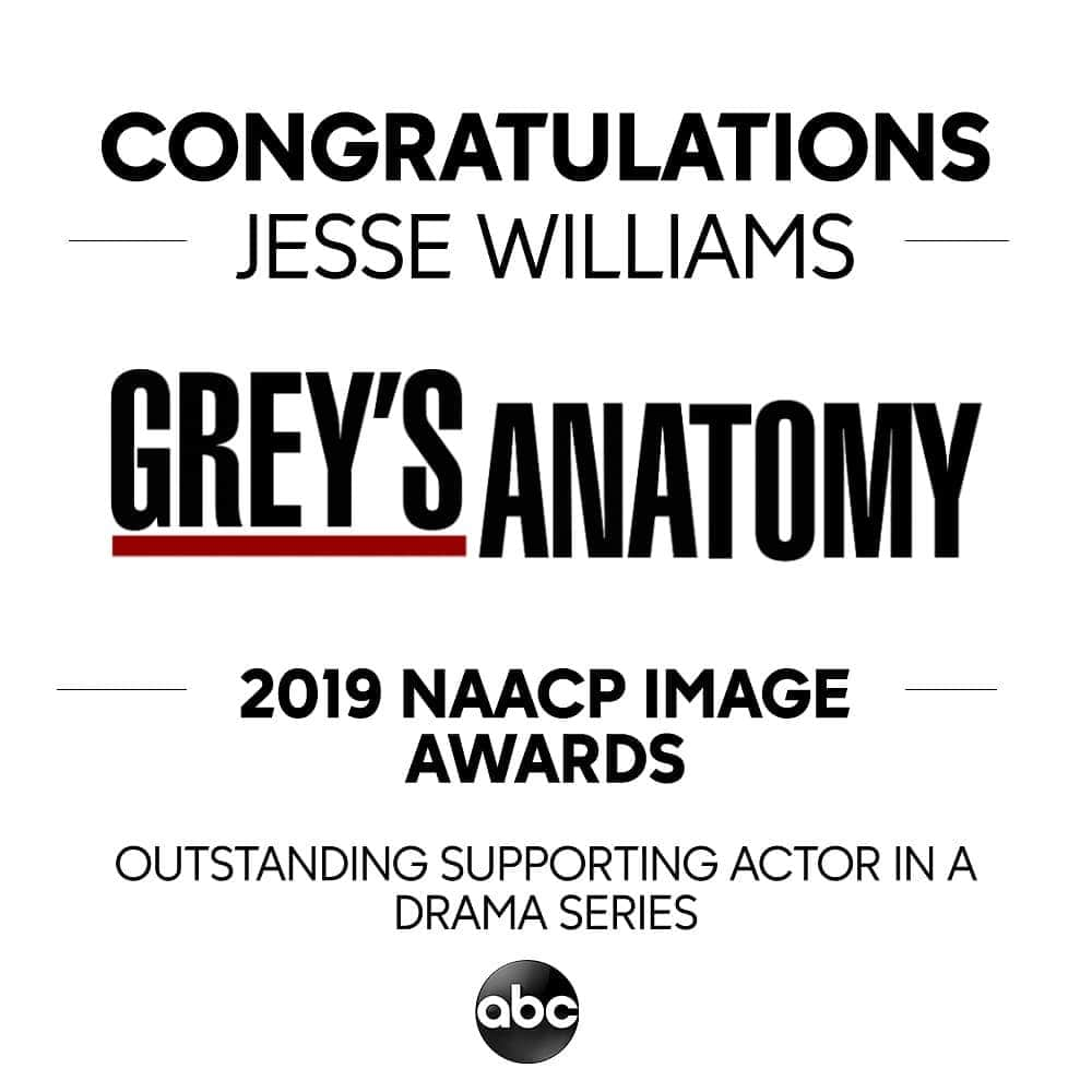 Grey's Anatomyさんのインスタグラム写真 - (Grey's AnatomyInstagram)「Congratulations to @ijessewilliams for winning his 2019 #NAACPImageAward. #ImageAwards50 #GreysAnatomy」3月30日 14時57分 - greysabc