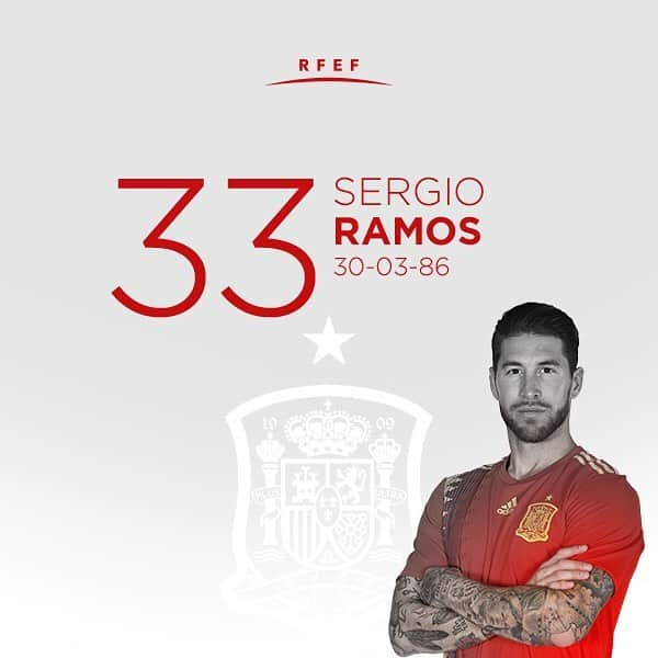 サッカー スペイン代表チームさんのインスタグラム写真 - (サッカー スペイン代表チームInstagram)「¡Muchas felicidades a @sergioramos! Campeón del mundo, doble campeón de Europa, 163 internacionalidades, 18 goles, capitán y Leyenda viva del equipo de todos. ¡FELICES 33 AÑOS! 🎂」3月30日 19時58分 - sefutbol