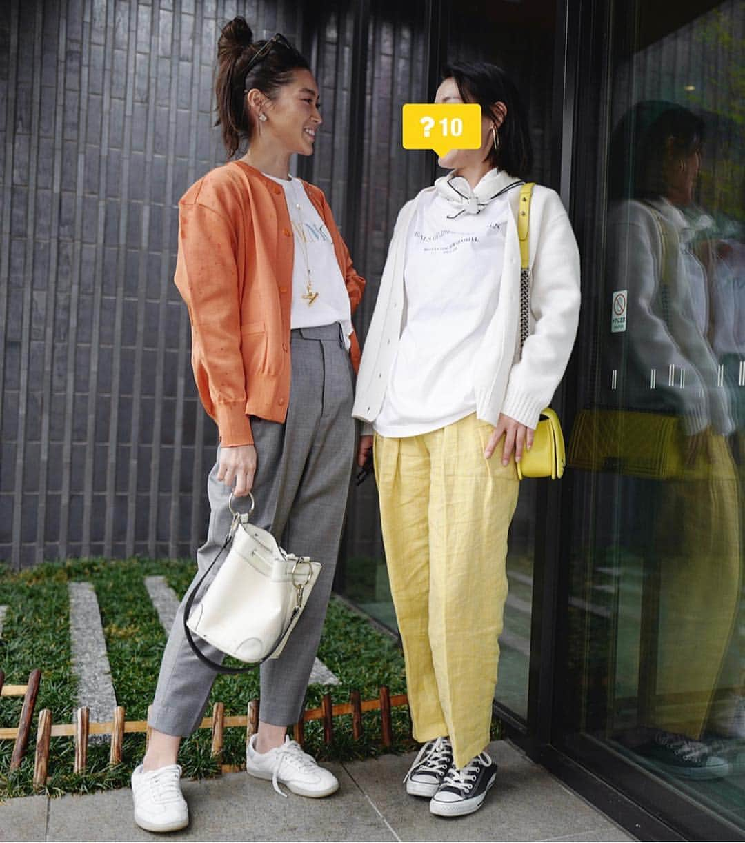 田中彩子さんのインスタグラム写真 - (田中彩子Instagram)「. 🍊 cardigan/pants...#stunninglure  shoes...#adidas bag...#AYAKO Tee...#gypsohila . 🍋 cardigan...#drawer skirf...#jilsander  pants...#aeron bag...#chanel shoes...#converse . . 今年はオレンジも気になる🧡」3月30日 21時15分 - ayako_tanaka_