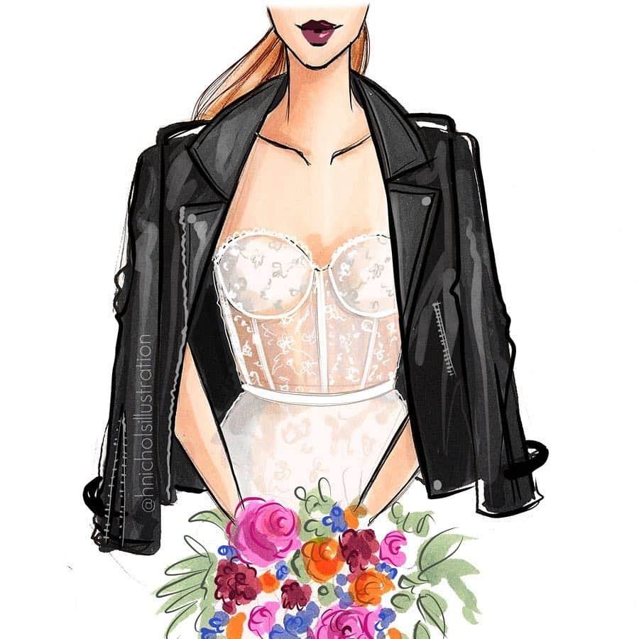 Holly Nicholsさんのインスタグラム写真 - (Holly NicholsInstagram)「Themed bridal prints (each theme comes with hair color options as well) available at hnillustration.etsy.com. Are you boho, eclectic, timeless, beachy, or the winter bride?! #fashionillustration #bridalillustration #illustration #bohemianwedding #hnicholsillustration #bridalbouquet」3月30日 21時55分 - hnicholsillustration