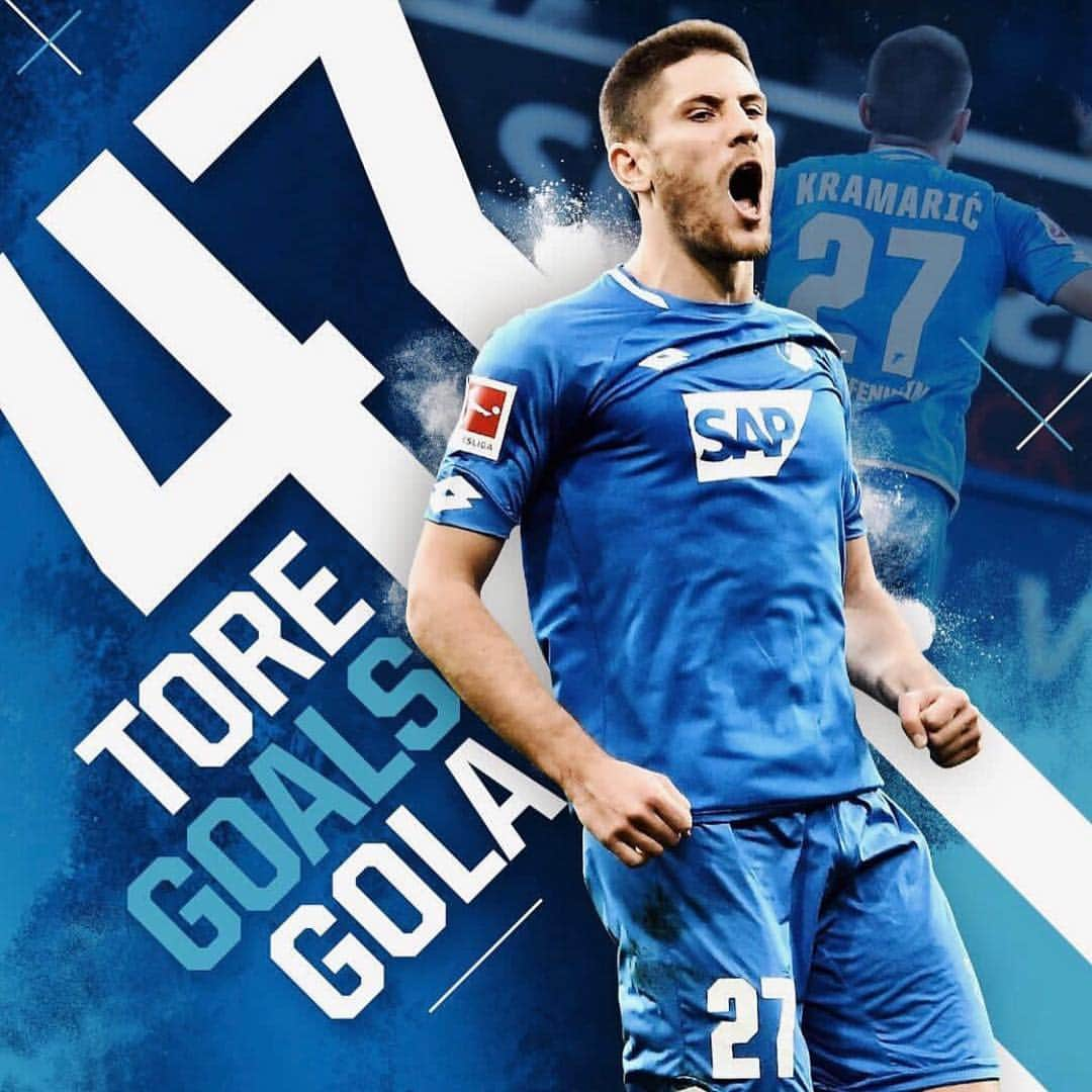 アンドレイ・クラマリッチのインスタグラム：「Proud and honor to become the best goalscorer in @tsghoffenheim @bundesliga_en history 🙌🏻🙏🏻 #AK47 🎯🔫😎」