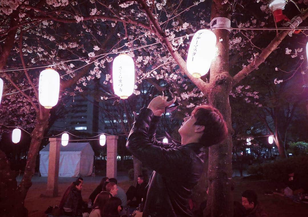 ケビン さんのインスタグラム写真 - (ケビン Instagram)「Awestruck by the cherry blossoms glowing in the night sky🌸✨ 夜桜🌸🌸🌸🌸 밤벚꽃🌸🌸🌸🌸 #cherryblossom #spring  #japan  #photography」3月30日 23時36分 - kevinwoo_official