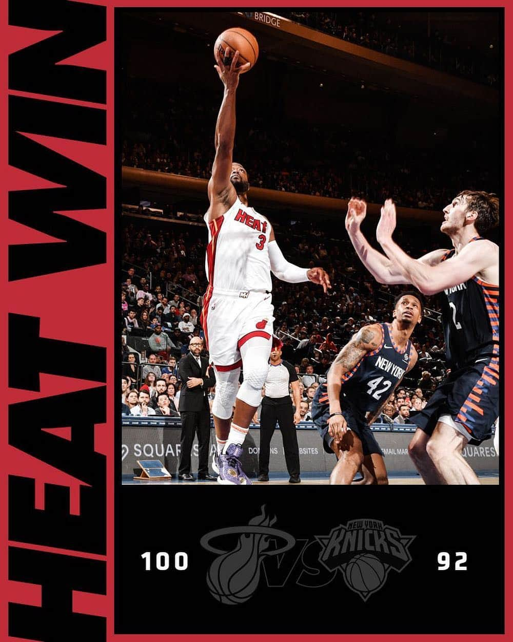 Miami HEATさんのインスタグラム写真 - (Miami HEATInstagram)「#HEATwin!  Your Miami HEAT get back to .500 with Saturday night’s 100 - 92 road victory over the New York Knicks!」3月31日 11時09分 - miamiheat