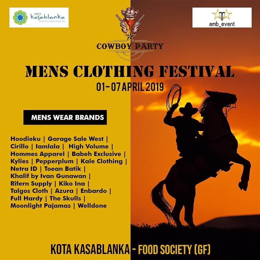 Ivan Gunawanさんのインスタグラム写真 - (Ivan GunawanInstagram)「KHALIF at @kotakasablanka Food Society Area (GF) on 01-07 April 2019  You will have some mens clothing and apparel,  mens shoes and sneakers, mens sunglasses and all about mens  #cowboyparty #cowboypartyamb_event #cowboypartyeo_poerienterprise」3月31日 11時15分 - ivan_gunawan