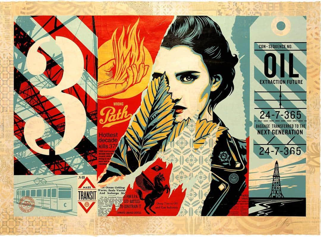 Shepard Faireyさんのインスタグラム写真 - (Shepard FaireyInstagram)「Two of my works are currently on view at Over the Influence's booth (booth B08) at @artcentralhk! Thank you @oti.official for featuring my art this week. If you're in Hong Kong for the art fair, don't miss it! - Shepard」3月31日 2時58分 - obeygiant