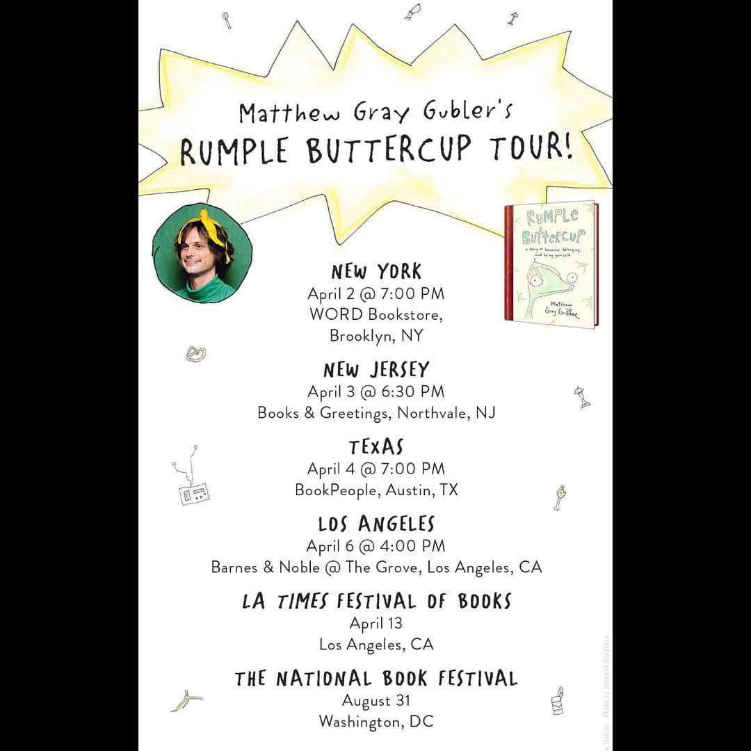 マシュー・グレイ・ギュブラーさんのインスタグラム写真 - (マシュー・グレイ・ギュブラーInstagram)「see you at @bookpeople on thursday Texas! 💚🐴💚 #theRumpleTour #RumpleButtercup」3月31日 3時27分 - gublergram