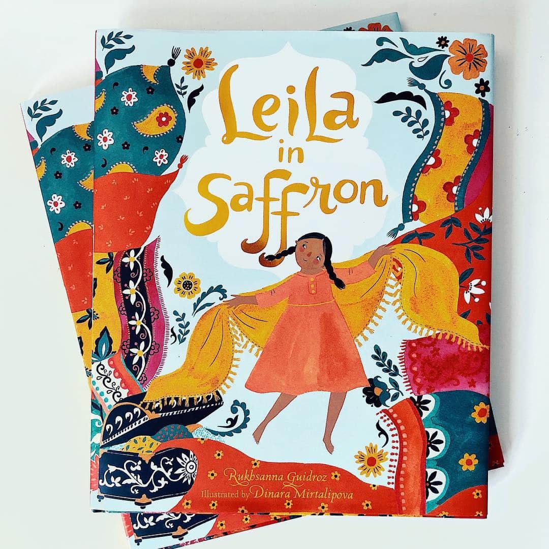 Dinara Mirtalipovaのインスタグラム：「I can not hide my excitement, these two advanced copies of “Leila in Saffron” showed up at my doorstep this morning. The official publication release is scheduled for this summer, but I believe pre-orders are available on both Amazon and B&N. I promise I’ll give you a tour and will show you the spreads too.  It is written by Rukhsanna Guidroz and published by @simonandschuster  #leilainsaffron #simonandschuster #mirdinara #dinaramirtalipova」