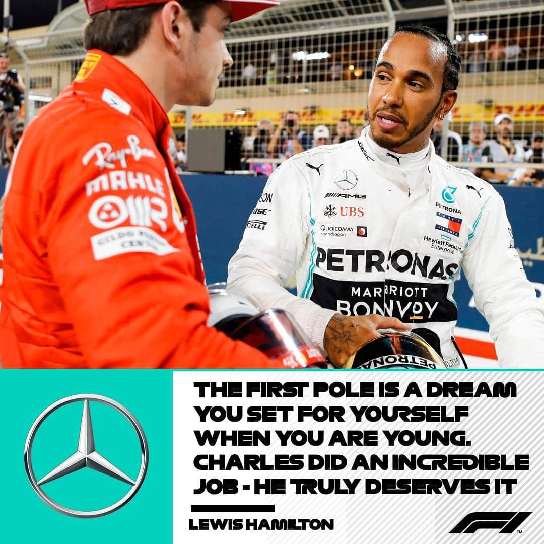 F1さんのインスタグラム写真 - (F1Instagram)「Well said, champ 👀😍 .  #F1 #Formula1 #BahrainGP #Bahrain #LewisHamilton #CharlesLeclerc #Mercedes #Ferrari @mercedesamgf1 @scuderiaferrari @charles_leclerc @lewishamilton @bah_int_circuit」3月31日 4時55分 - f1