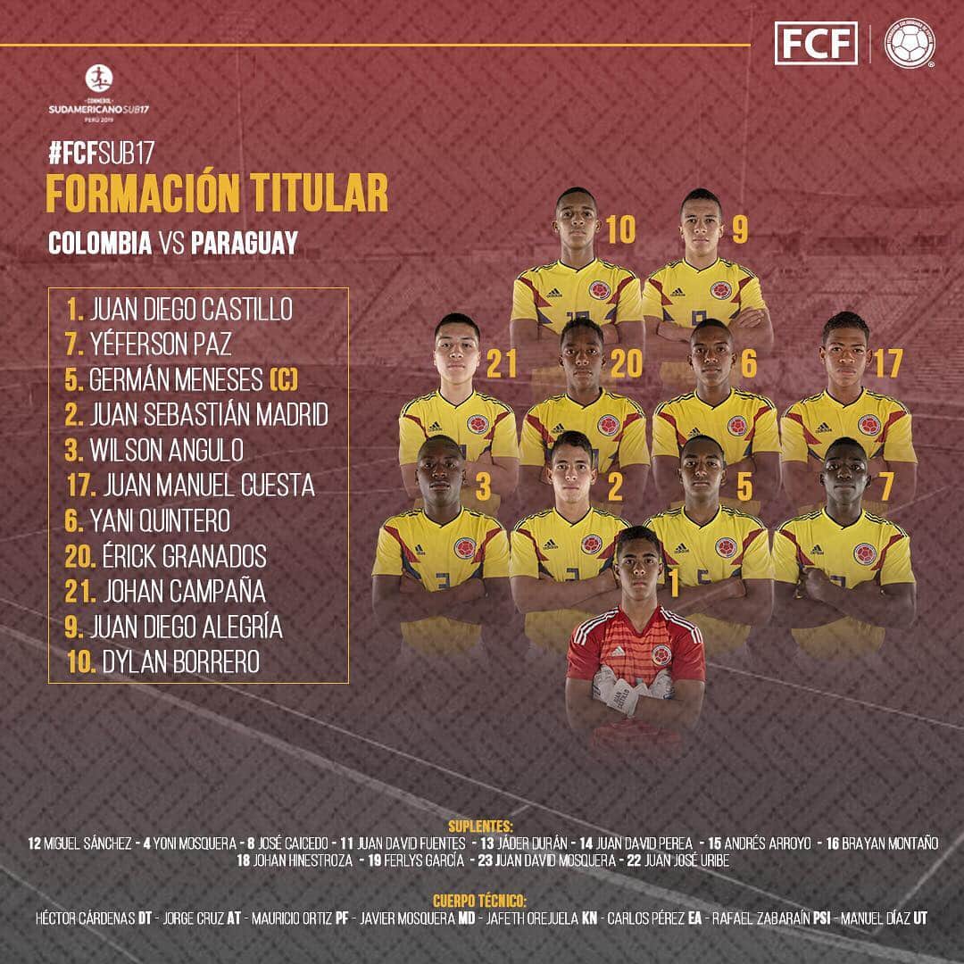サッカー コロンビア代表チームのインスタグラム：「#MasculinaSub17 Hoy nuestra @fcfseleccioncol Masculina Sub-17 afronta su cuarto encuentro del @sub17peru2019 ante @apfoficial. Sigue las emociones desde las 5:10 p.m. por @golcaracol HD2 y golcaracol.com.  #Sub17Perú #COPAR」