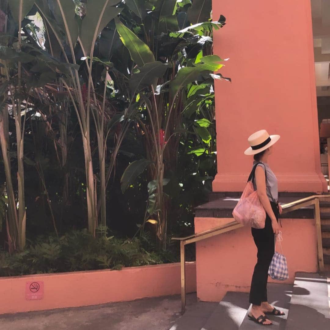 外村久美子さんのインスタグラム写真 - (外村久美子Instagram)「・ pink！pink！pink！  hat.tops.pants #yori_japan  bag #ayakobag  shoes #hermes」3月31日 6時59分 - kummy153