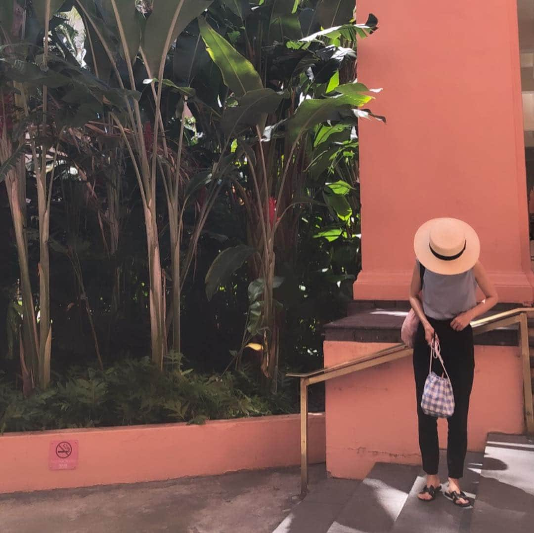 外村久美子さんのインスタグラム写真 - (外村久美子Instagram)「・ pink！pink！pink！  hat.tops.pants #yori_japan  bag #ayakobag  shoes #hermes」3月31日 6時59分 - kummy153