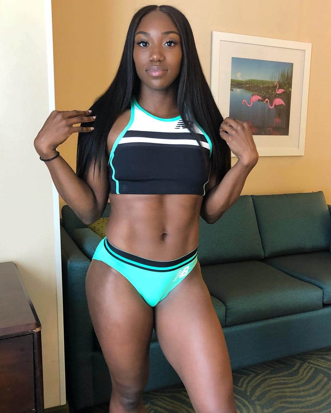カミカ・ビンガムのインスタグラム：「Happy to leave Florida Relays healthy 🙏🏾 #TeamNB」