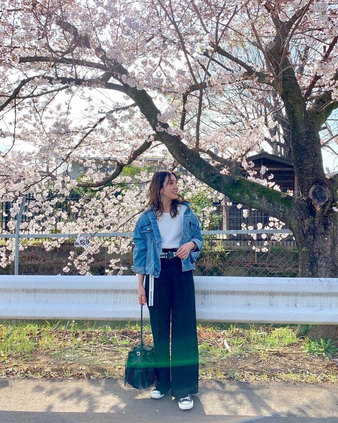natsumi ♥︎さんのインスタグラム写真 - (natsumi ♥︎Instagram)「2019/03/31 . . 今日は家族でお花見〜🌸 着いた時は曇っていて青が足りない‼️って 思っていたけど、すぐに晴れて 薄いピンクと青の綺麗なコントラストで 写真が撮れました📷 満開と呼ぶにはちょっと早かったけど 綺麗だったな😊🌸 . . トップス➞#beautyandyouth @beautyandyouth_official パンツ➞#iena @iena_jp ベルト➞#beautifulpeople @beautifulpeople_officialsite バッグ➞#jandmdavidson @jandmdavidson . .」3月31日 19時37分 - natsu420