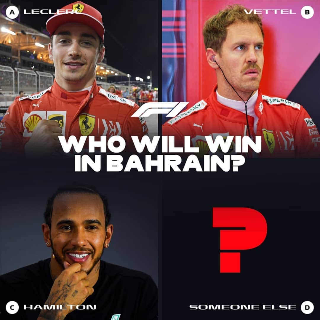 F1さんのインスタグラム写真 - (F1Instagram)「Who's it going to be? 🤔🏆 . #F1 #Formula1 #BahrainGP #Bahrain #Leclerc #Vettel #Hamilton」3月31日 19時56分 - f1