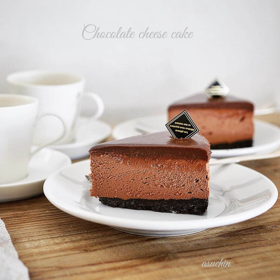 asu_chinさんのインスタグラム写真 - (asu_chinInstagram)「+ +  Chocolate cheese cake♡ + +」3月31日 18時25分 - asu_chin