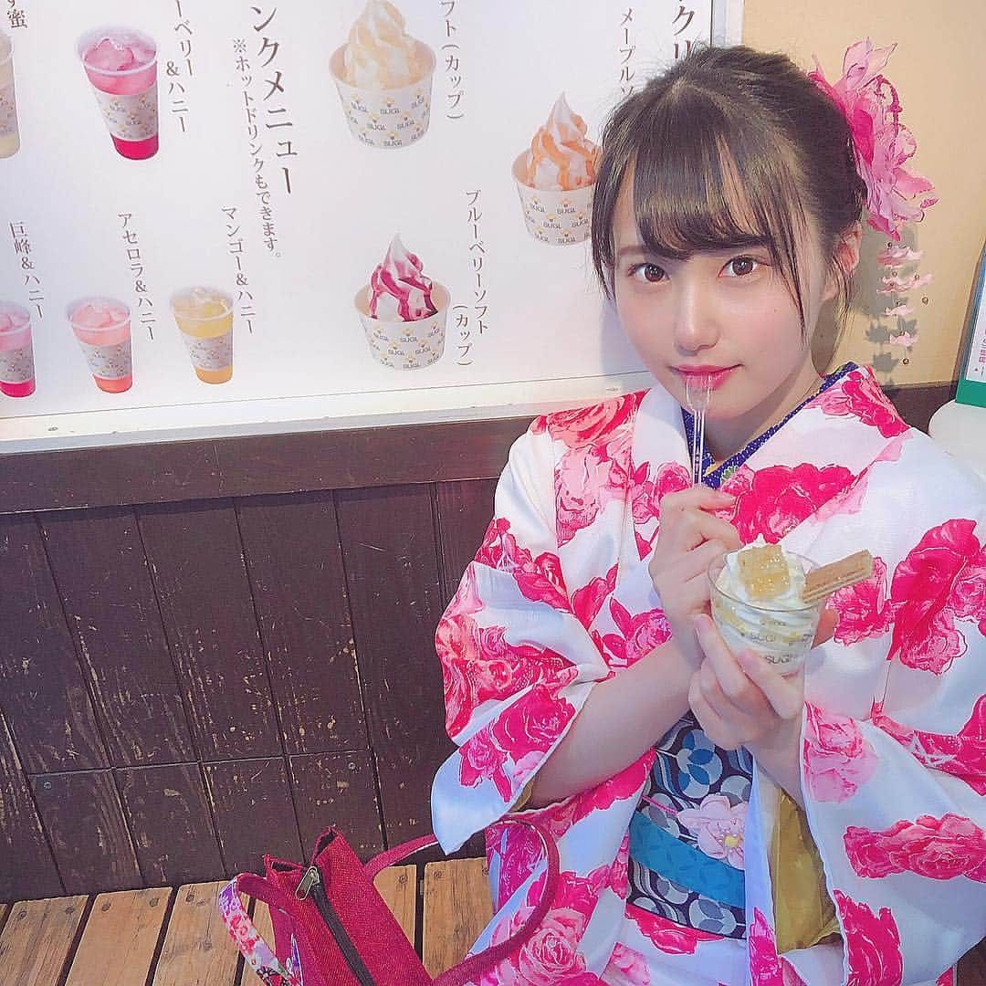 前田彩佳さんのインスタグラム写真 - (前田彩佳Instagram)「はちみつアイス🐝🍨﻿ ﻿ ＊＊＊＊＊＊＊＊＊＊﻿ ﻿﻿ #箱根 #旅行 #着物 #はちみつ #icecream」3月31日 18時58分 - _ayaka1218