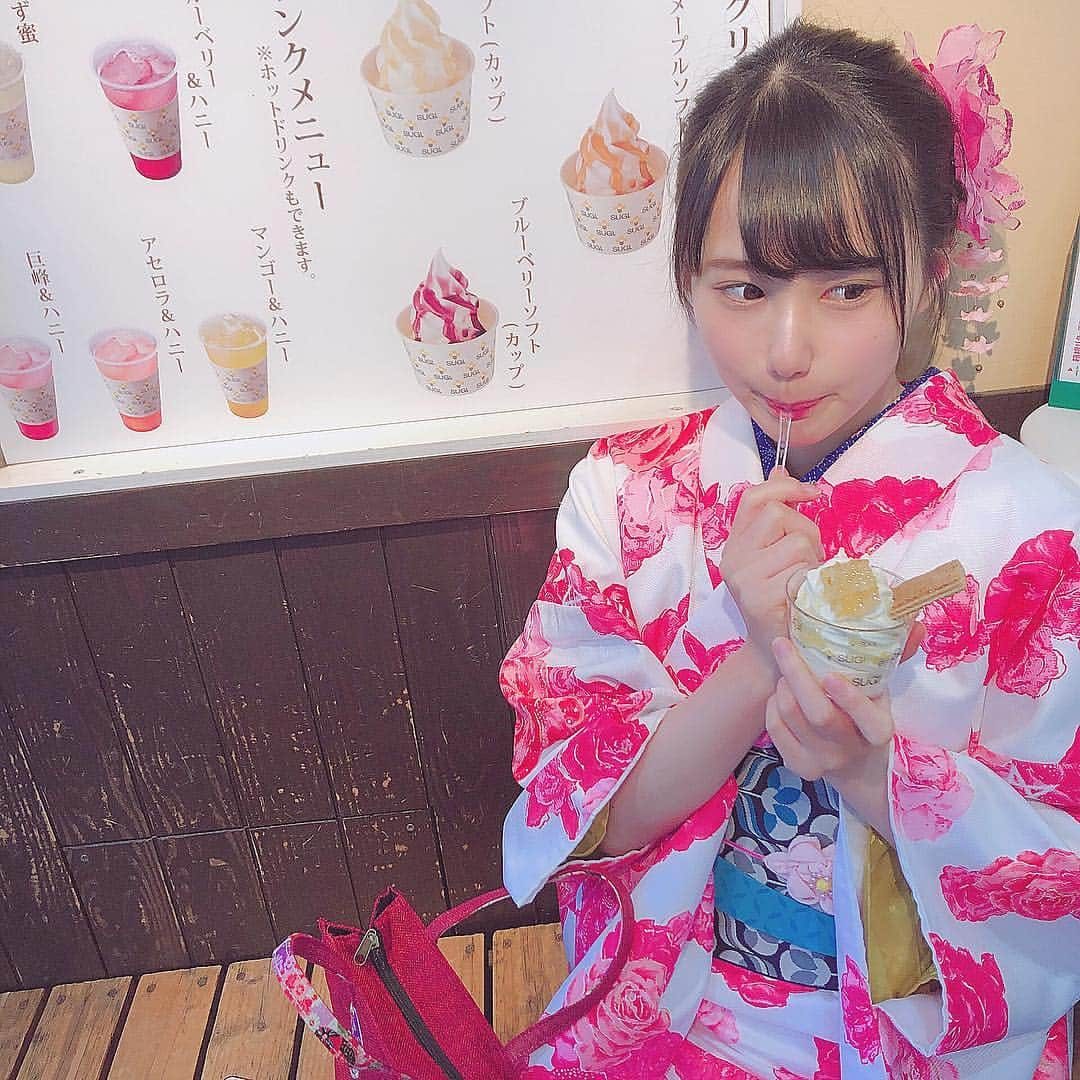 前田彩佳さんのインスタグラム写真 - (前田彩佳Instagram)「はちみつアイス🐝🍨﻿ ﻿ ＊＊＊＊＊＊＊＊＊＊﻿ ﻿﻿ #箱根 #旅行 #着物 #はちみつ #icecream」3月31日 18時58分 - _ayaka1218